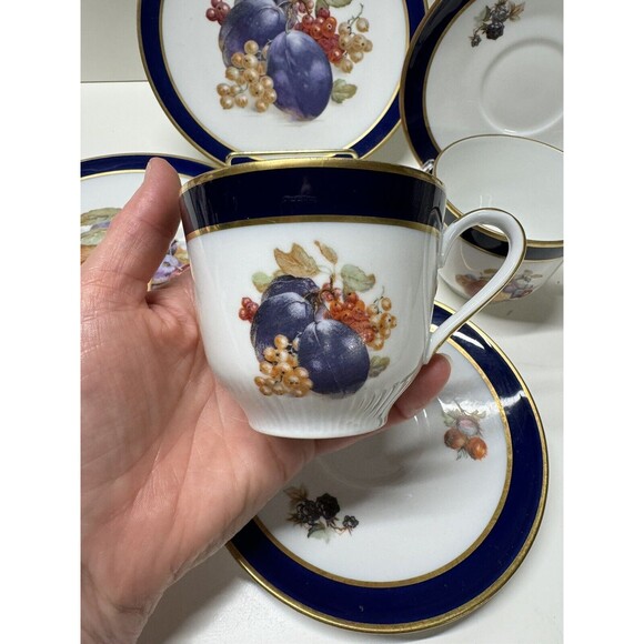 Vntg SCHUMANN ARZBERG Bavaria Echt Cobalt BOUNTIFUL Orange Trio Cup Saucer Plate - Picture 2 of 5